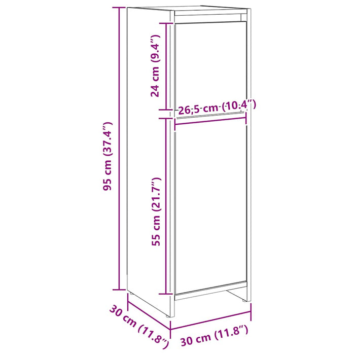 Armadietto Bagno Artigianale 30x30x95 cm in Legno Multistrato 856062