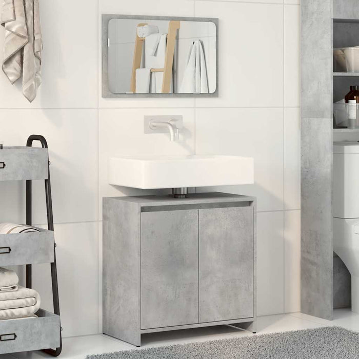 Set Mobili da Bagno 2 pz Grigio Cemento in Legno Multistrato 856066