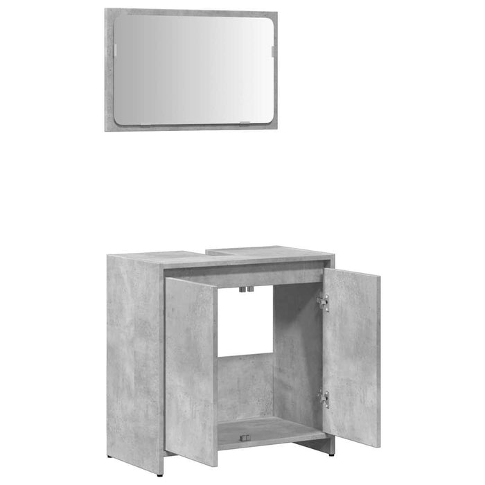 Set Mobili da Bagno 2 pz Grigio Cemento in Legno Multistrato
