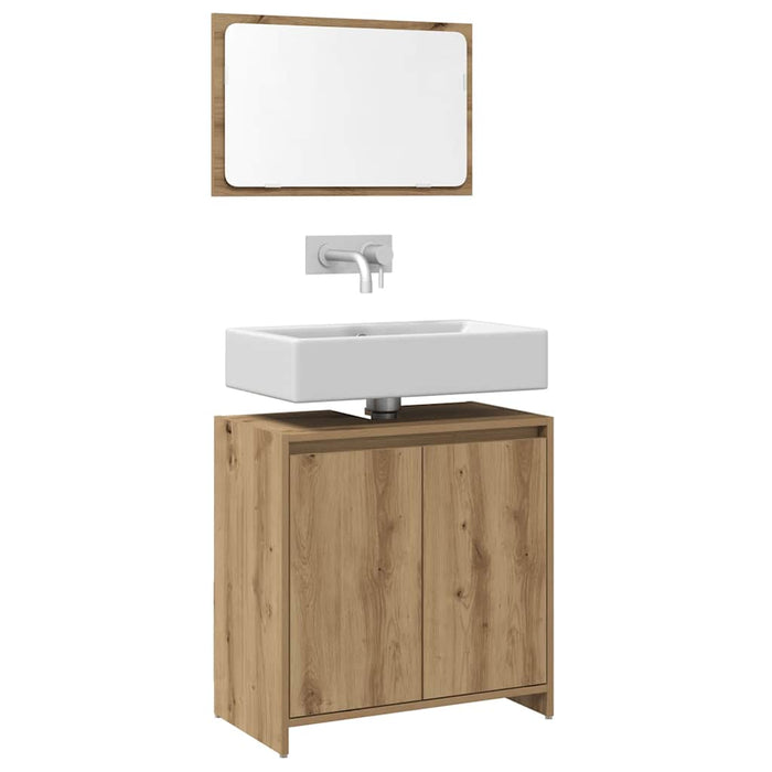 Set Mobili da Bagno 2 pz Rovere Artigianale Legno Multistrato 856068
