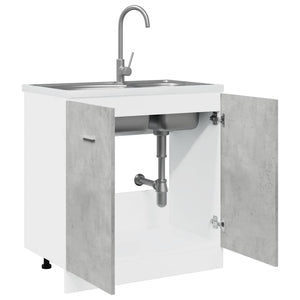 vidaXL Armadio per Lavabo “Lyon” Grigio Cemento 80x46x81,5 cm in