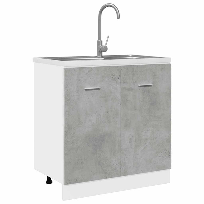 Armadio per Lavabo “Lyon” Grigio Cemento 80x46x81,5 cm in 856076
