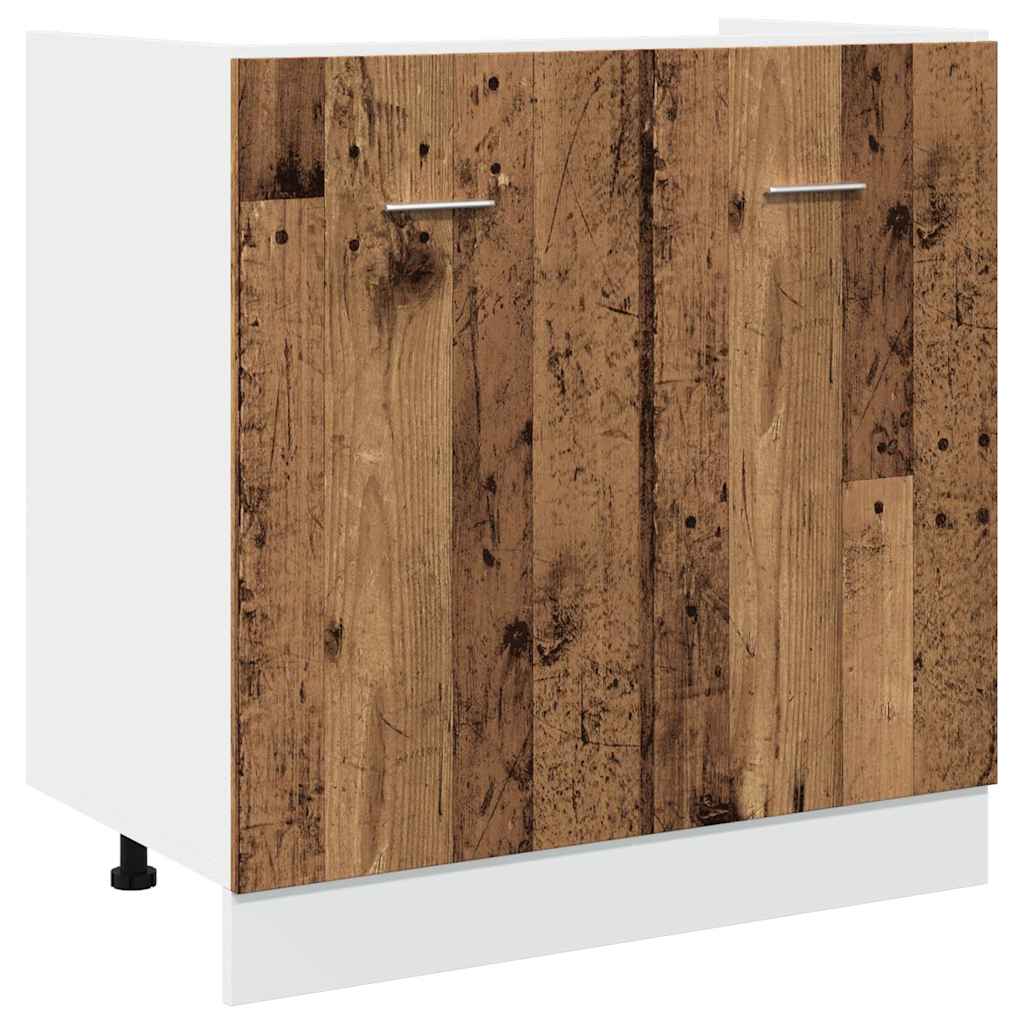 Mobile Sottolavello "Lyon"-Armadietto da bagno Legno Antico 80x46x81,5cm