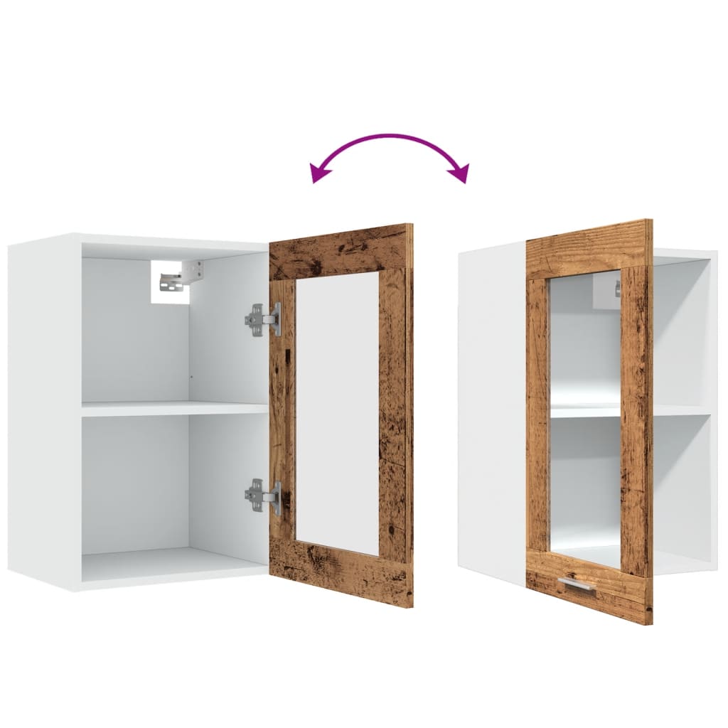 Mobile Pensile “Lyon” Vetro Legno Antico 40x31x60 cm 856098