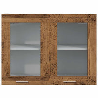 Mobile Pensile con Vetro “Lyon” Legno Antico 80x31x60 cm 856119