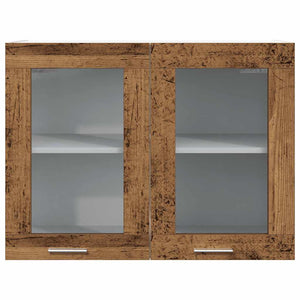 Mobile Pensile con Vetro “Lyon” Legno Antico 80x31x60 cm 856119