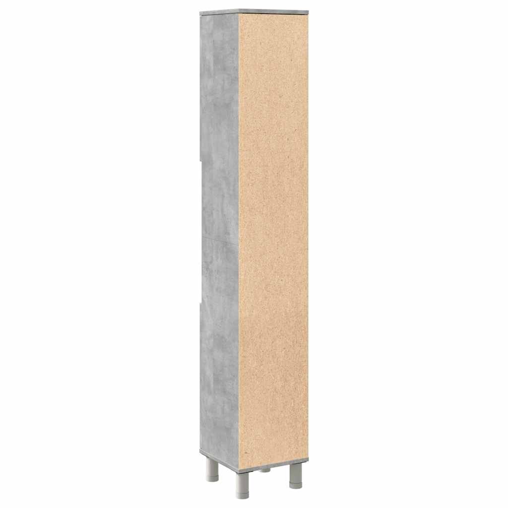 vidaXL Mobile da Bagno Grigio Cemento 30x30x179 cm Legno Multistrato
