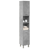 vidaXL Mobile da Bagno Grigio Cemento 30x30x179 cm Legno Multistrato