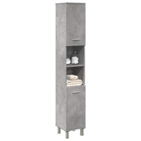 Mobile da Bagno Grigio Cemento 30x30x179 cm Legno Multistrato 856139