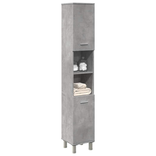 Mobile da Bagno Grigio Cemento 30x30x179 cm Legno Multistrato 856139