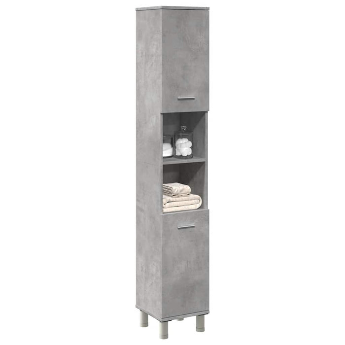 Mobile da Bagno Grigio Cemento 30x30x179 cm Legno Multistrato 856139
