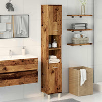 Mobile da Bagno Legno Antico 30x30x179 cm in Legno Multistrato