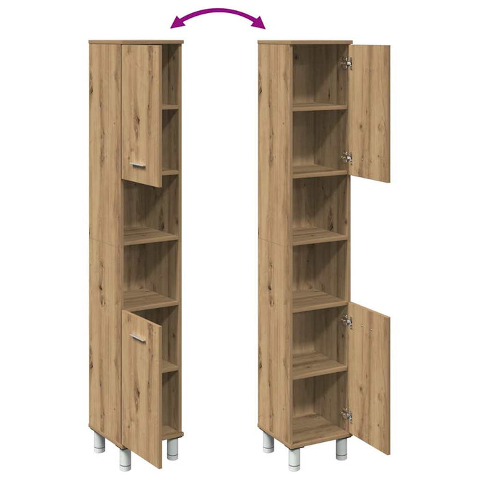 Mobiletto da Bagno Rovere Artigianale Legno Multistrato 856141