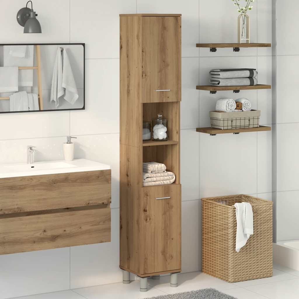 Mobiletto da Bagno Rovere Artigianale Legno Multistrato 856141