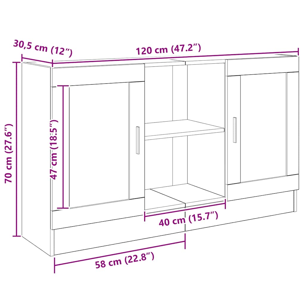 Credenza Rovere Artigianale 120x30,5x70 cm in Truciolato 856165