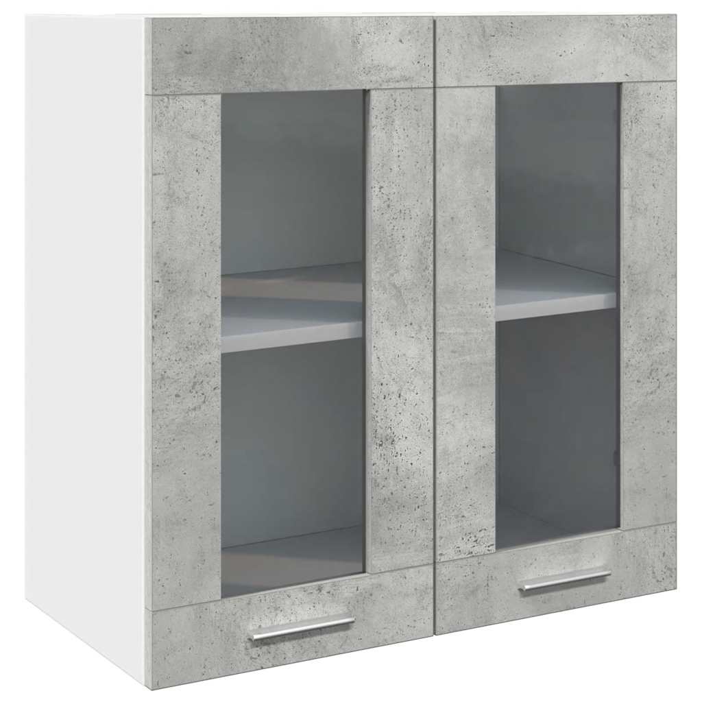 Pensile da Cucina con Anta in Vetro Grigio Cemento 60x31x60 cm 856166