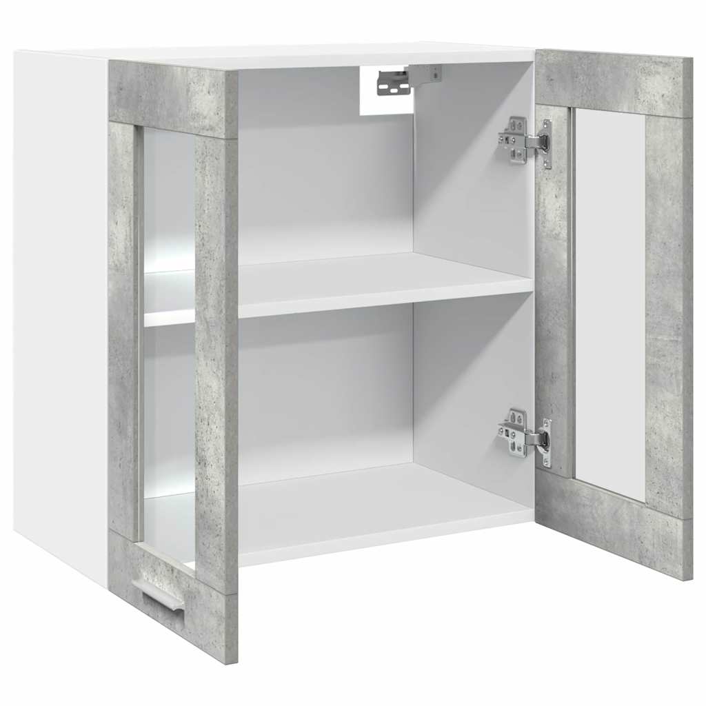 Pensile da Cucina con Anta in Vetro Grigio Cemento 60x31x60 cm 856166
