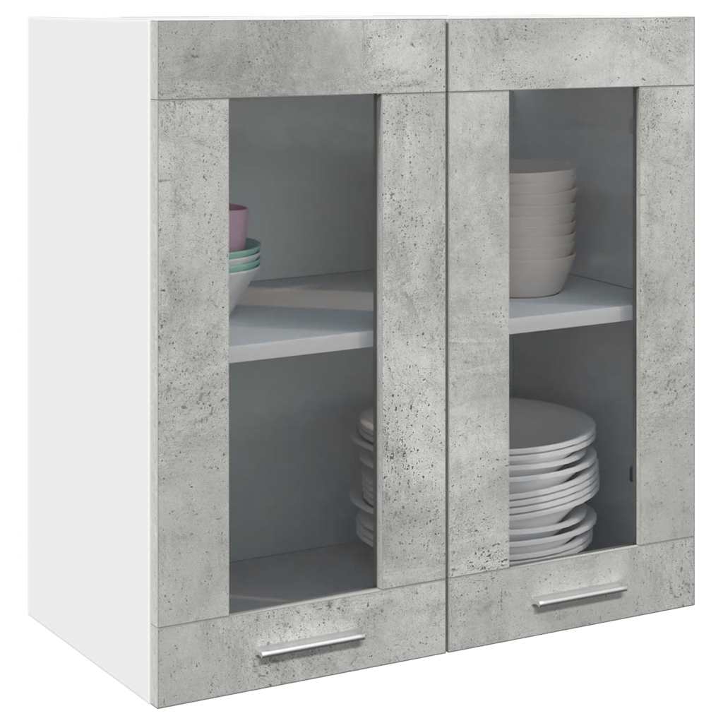 Pensile da Cucina con Anta in Vetro Grigio Cemento 60x31x60 cm 856166