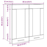 Pensile da Cucina con Anta in Vetro Legno Antico 60x31x60 cm 856167