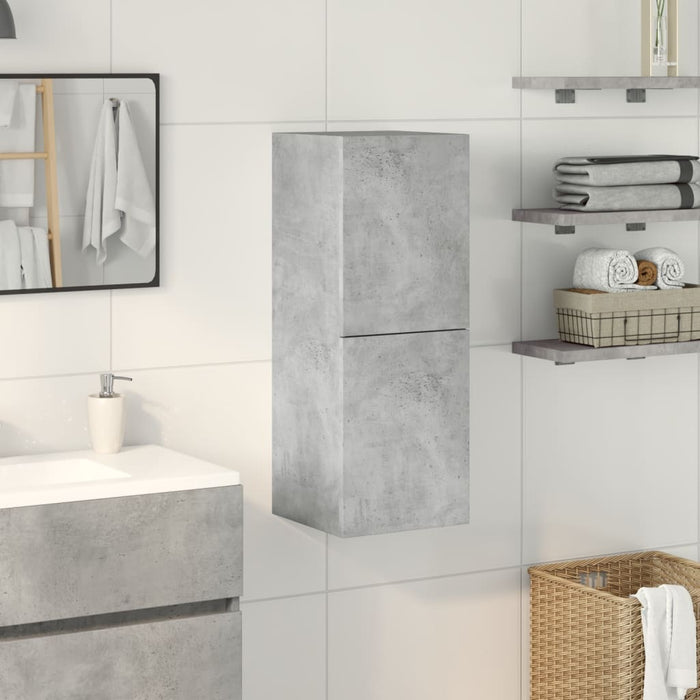 vidaXL Mobile Pensile da Bagno Grigio Cemento 30x30x80cm in Truciolato