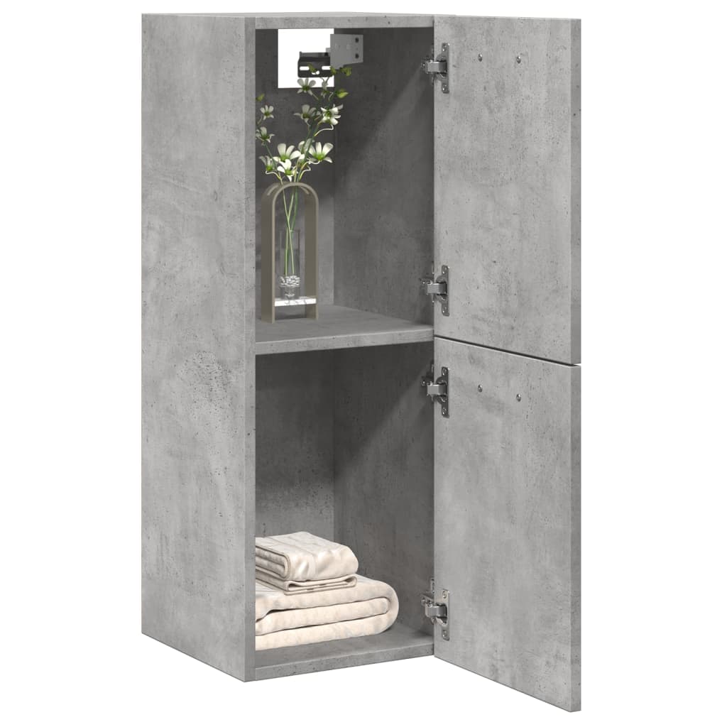 vidaXL Mobile Pensile da Bagno Grigio Cemento 30x30x80cm in Truciolato