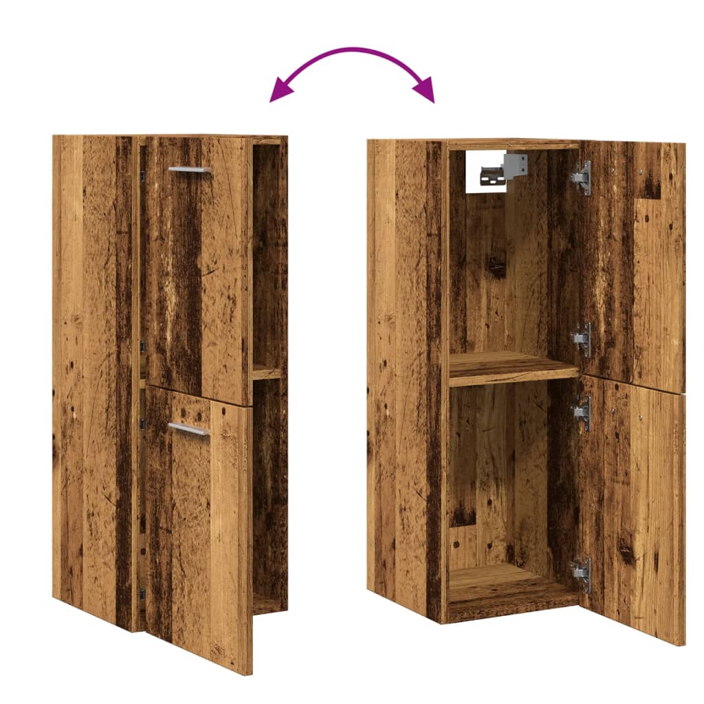 Mobile Pensile da Bagno Legno Antico 30x30x80 cm in Truciolato 856218