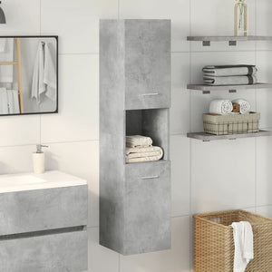 vidaXL Mobile Pensile da Bagno Grigio Cemento 30x30x130cm Truciolato