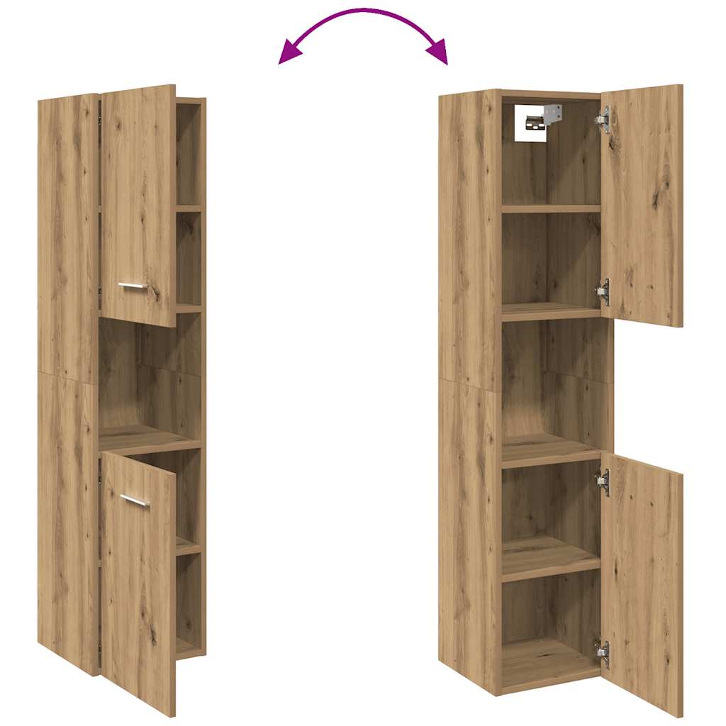 vidaXL Mobile Pensile Bagno Rovere Artigianale 30x30x130cm Truciolato