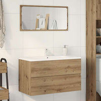 Mobile Lavabo Rovere Artigianale-Armadietto da bagno 90x38,5x45 cm in Truciolato