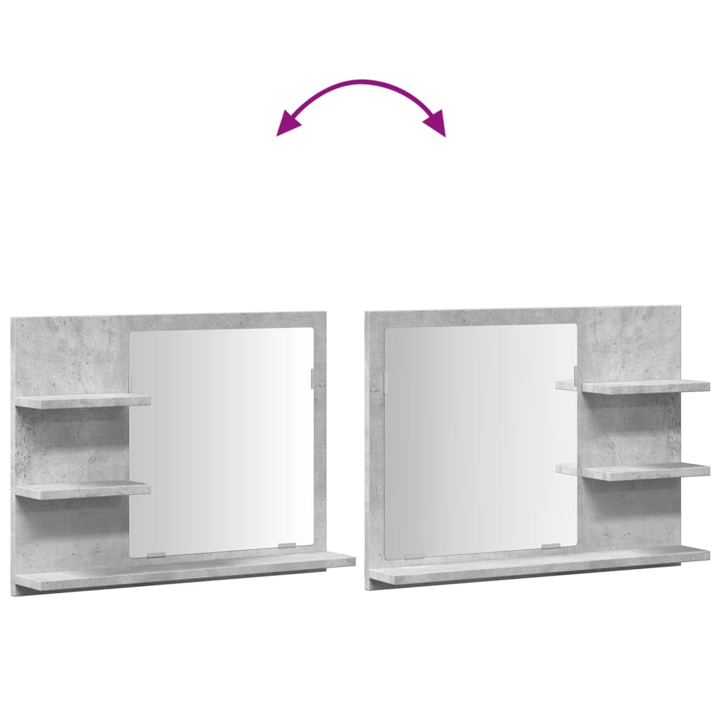 Armadietto a Specchio da Bagno Grigio Cemento 60x10,5x45 cm 856254