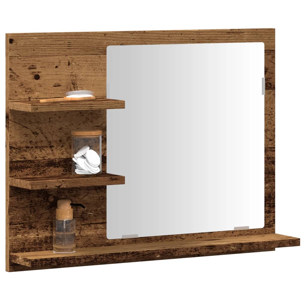 Armadietto a Specchio da Bagno Legno Vecchio 60x10,5x45 cm 856255