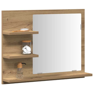 vidaXL Armadietto a Specchio da Bagno Rovere Artigianale 60x10,5x45 cm
