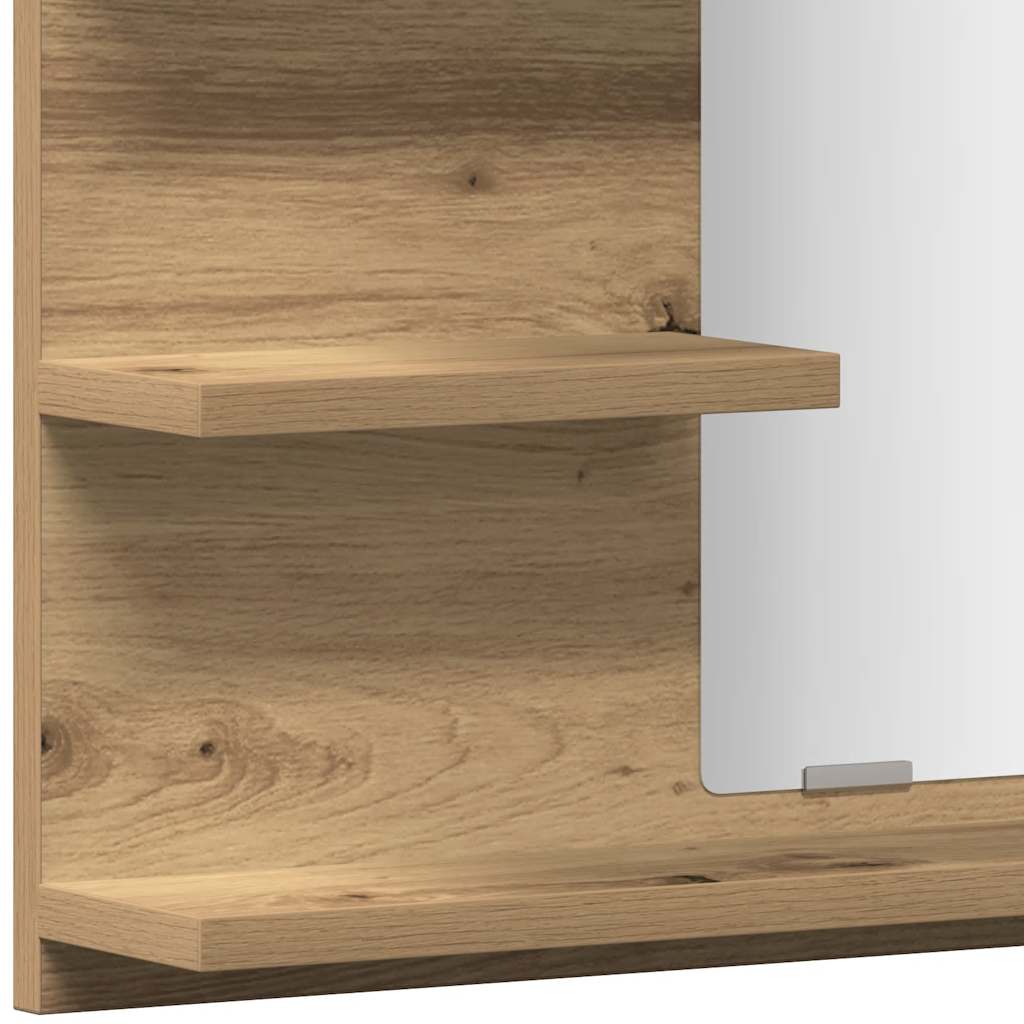 Armadietto a Specchio da Bagno-Mobile bagno con specchio Rovere Artigianale 60x10,5x45 cm