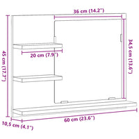 vidaXL Armadietto a Specchio da Bagno Rovere Artigianale 60x10,5x45 cm