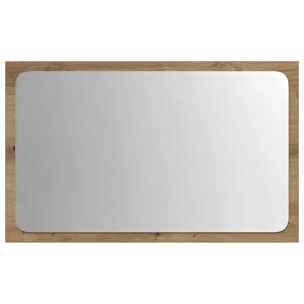 Specchio da Bagno con Luci LED Rovere Artigianale 60x8,5x38 cm