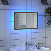 Specchio da Bagno con Luci LED Rovere Artigianale 60x8,5x38 cm
