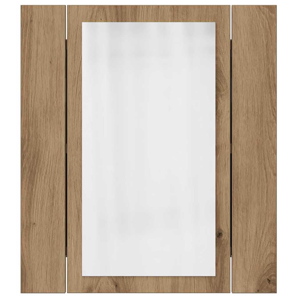 Mobile Bagno Specchio LED-Armadietto a Specchio da Bagno Rovere 40x12x45 cm Multistrato