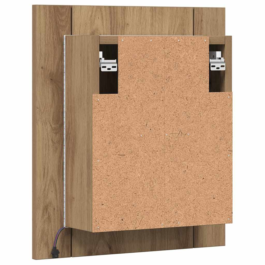 vidaXL Mobile Bagno Specchio LED Rovere 40x12x45 cm Multistrato