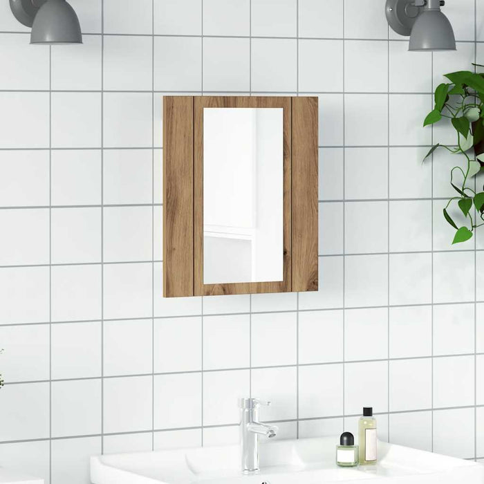 vidaXL Mobile Bagno Specchio LED Rovere 40x12x45 cm Multistrato