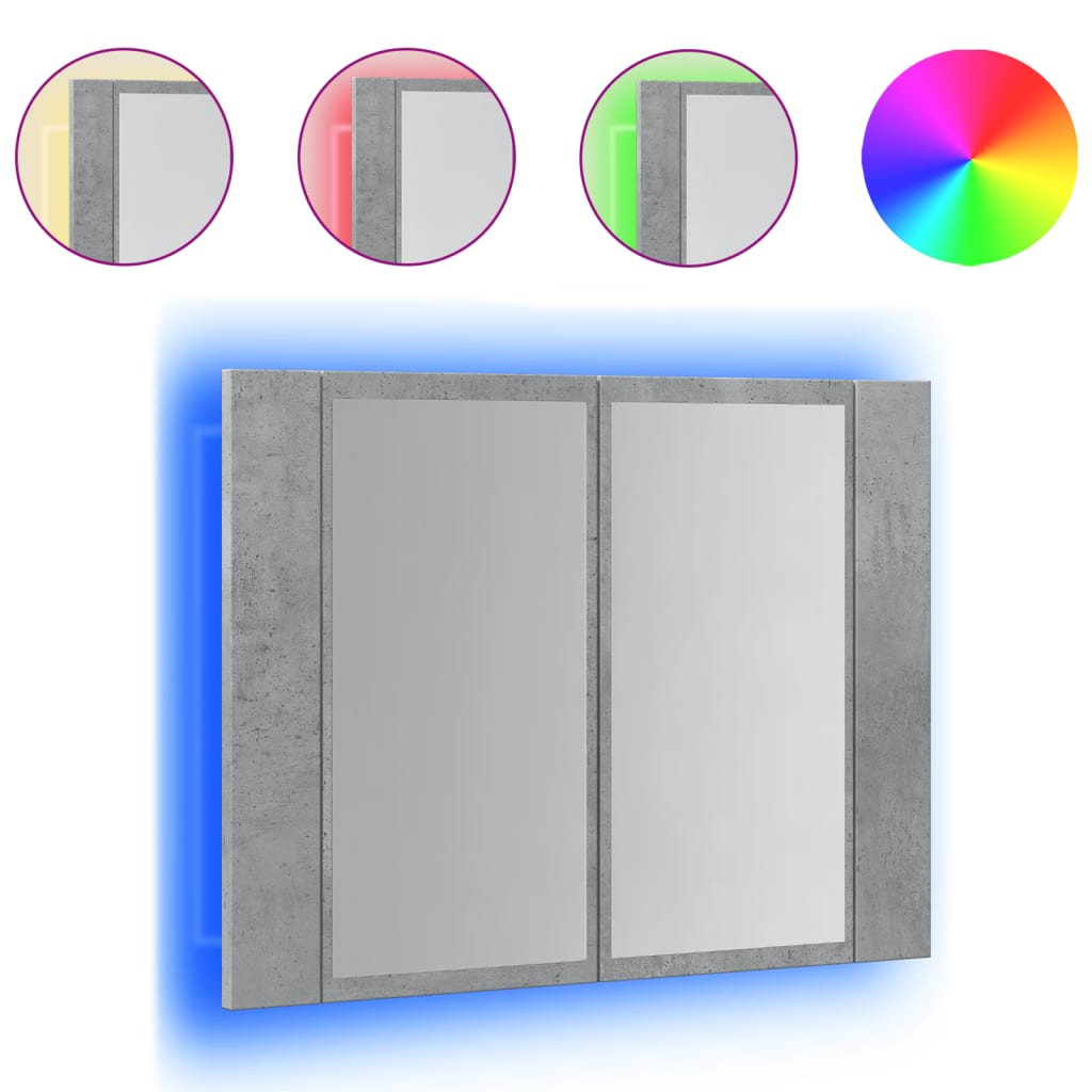 Mobile con Specchio Grigio Cemento 60x12x45cm Legno Multistrato 856281