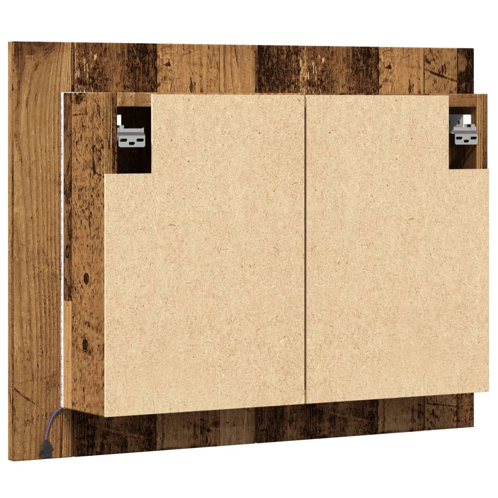 Mobile Specchio LED Legno Antico 60x12x45 cm Legno Multistrato 856282