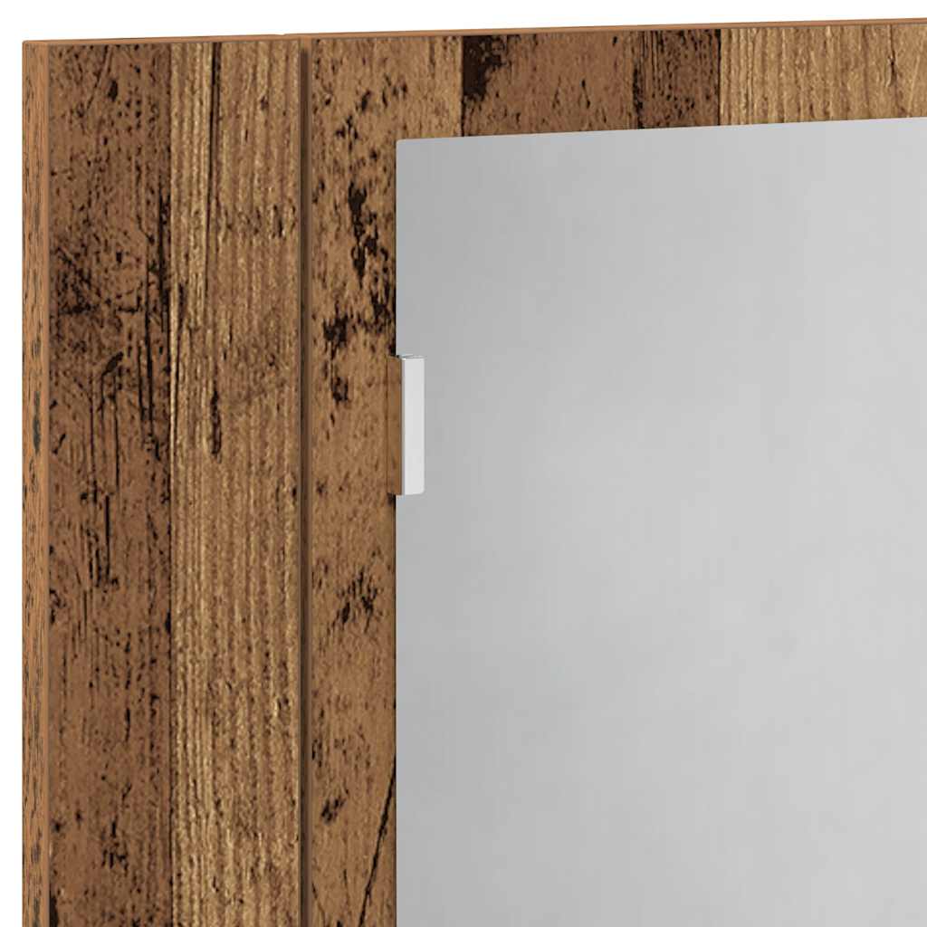 Mobile Specchio LED Legno Antico 60x12x45 cm Legno Multistrato 856282