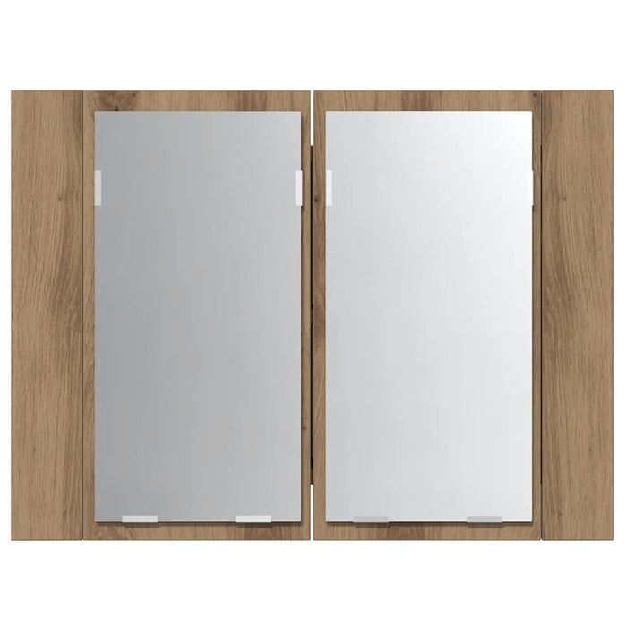 Mobile Specchio LED Rovere Artigianale 60x12x45 cm Multistrato 856283