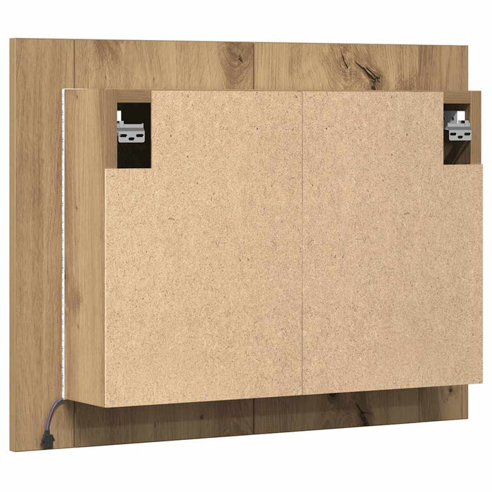 Mobile Specchio LED Rovere Artigianale 60x12x45 cm Multistrato 856283