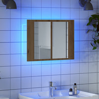 Mobile Specchio LED Rovere Artigianale 60x12x45 cm Multistrato 856283