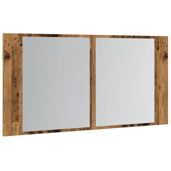 Mobile Specchio LED Legno Antico 90x12x45 cm Legno Multistrato 856284