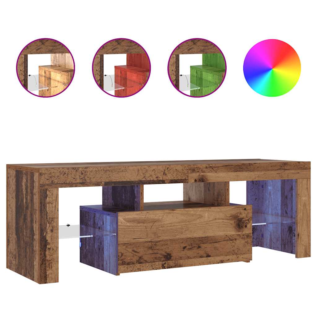 Mobile Porta TV con LED-Mobile per TV-Credenza TV Legno Antico 120x36,5x40 cm Multistrato