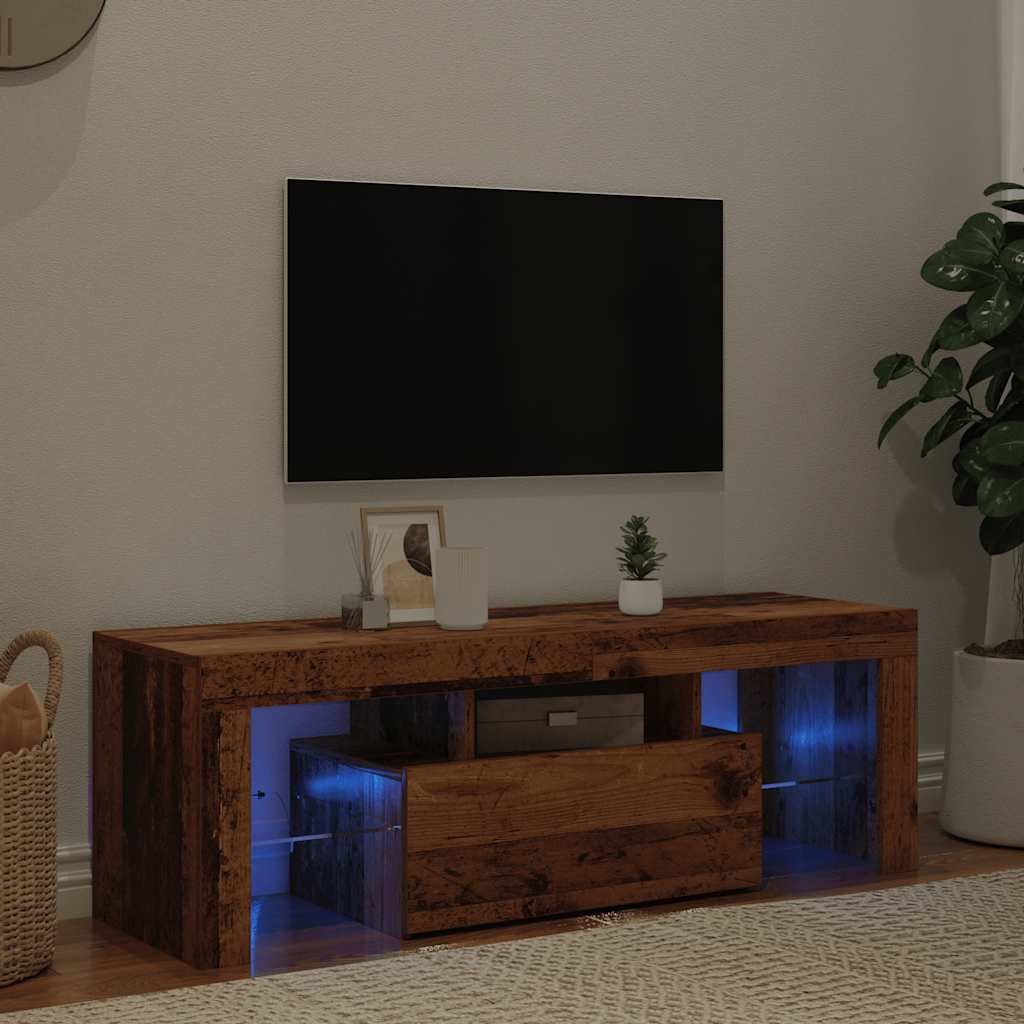 Mobile Porta TV con LED-Mobile per TV-Credenza TV Legno Antico 120x36,5x40 cm Multistrato