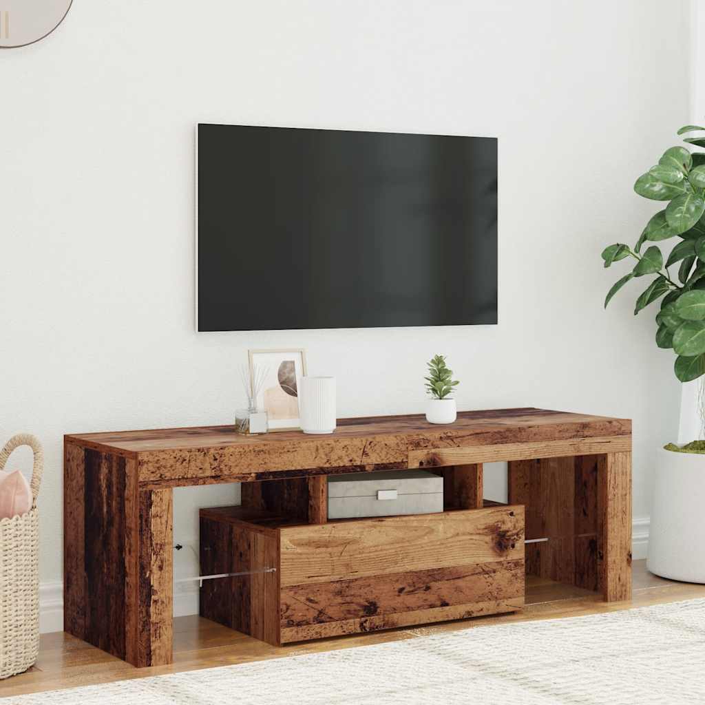 Mobile Porta TV con LED-Mobile per TV-Credenza TV Legno Antico 120x36,5x40 cm Multistrato