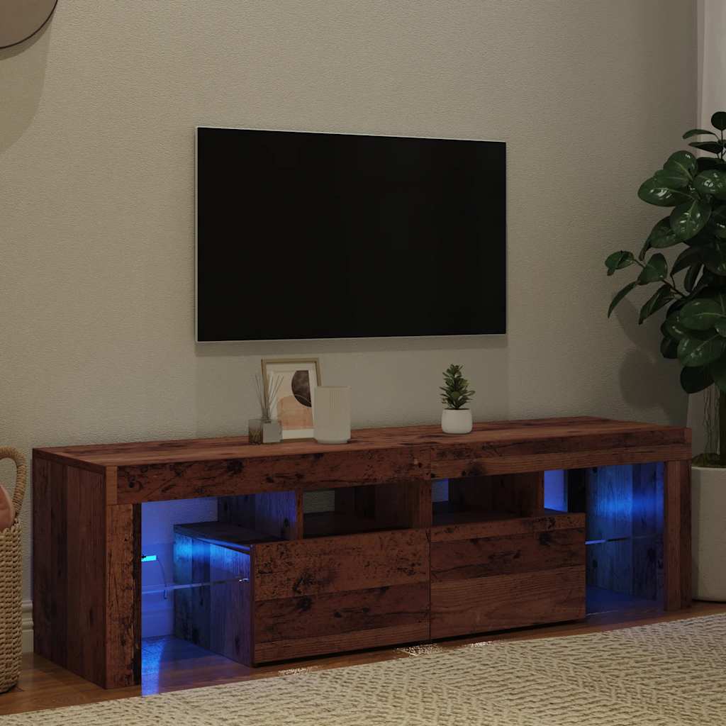 Mobile Porta TV con LED-Mobile per TV-Credenza TV Legno Antico 140x36,5x40 cm Multistrato